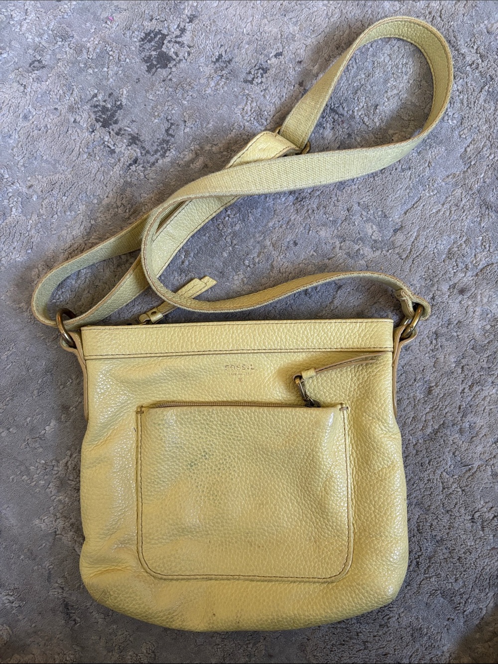 Fossil Yellow Leather Crossbody Bag